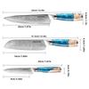 3-Piece Stainless Steel Kitchen Knives Set Japanese Professional Chef Knife with Blue Resin Handle Cooking Knife, Elegant Box