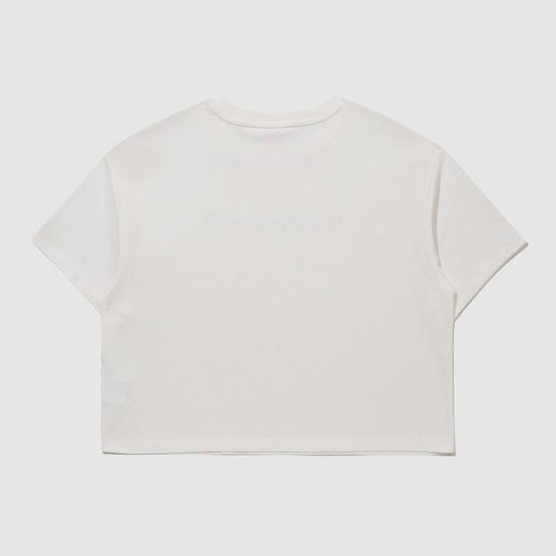 LECOQ Women'S Athleisure Loose Fit Cotton Crop Short Sleeve T-Shirt - Ivory (Qq322Ors83)