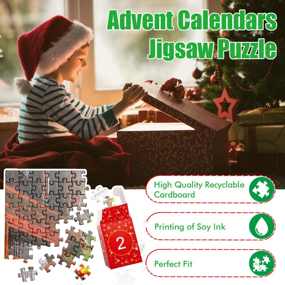 Feiertagspuzzle für Erwachsene Saisonales Raumdekor-Accessoire Weihnachts-Adventskalender Puzzle-Set für Erwachsene 2025 für Kinder