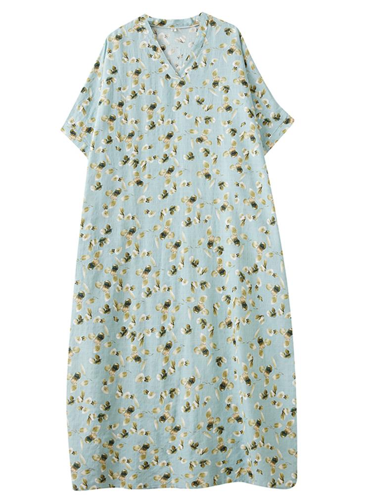 Xitao Vacation Style Loose V-neck Dress ZMY1002