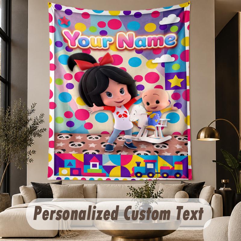 Custom Text Printed Tapestry Cleo & Cuquín Pattern Large Wall Hanging Indoor Room Decor