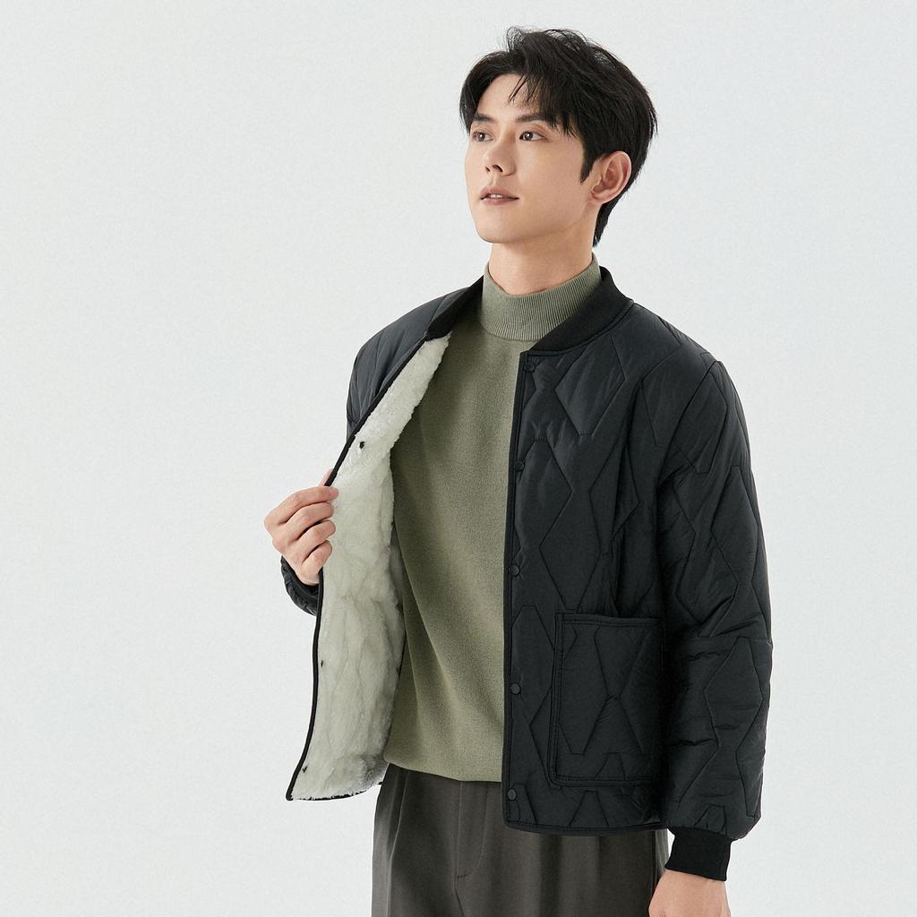 Winter Men's Student Fattened Plus Thickened Padded Warm Long Sleeve Cotton Clothes Loose Threaded Collar Cotton Clothes 2533