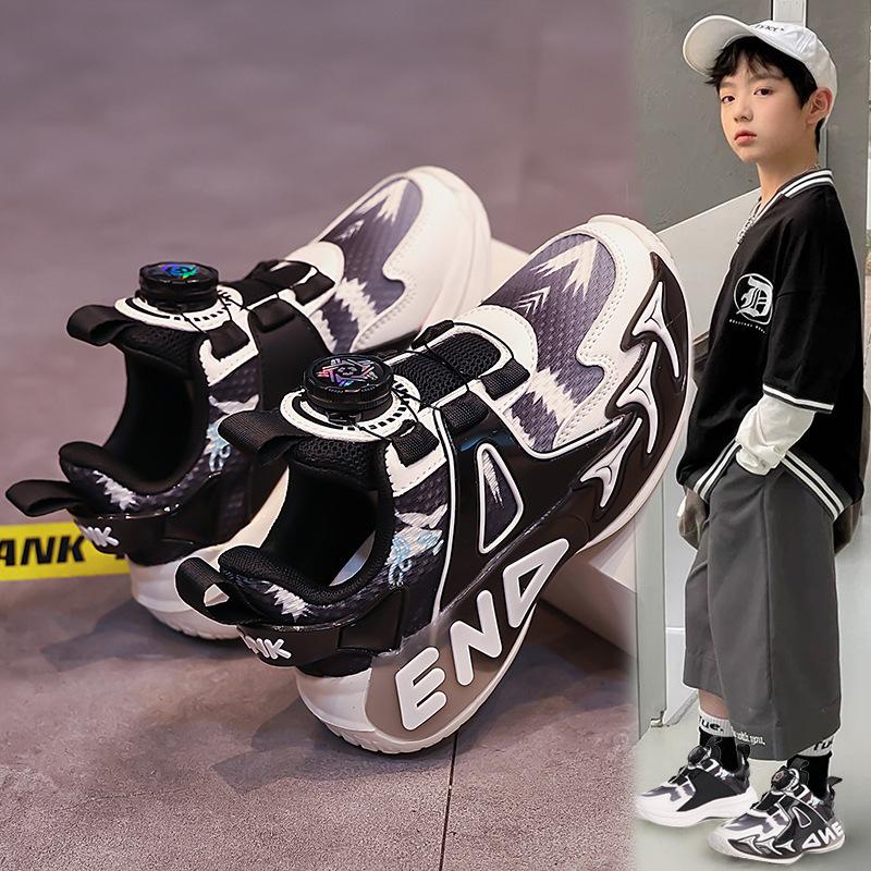 Boys Shoes Basketball Shoes Autumn 2025 New Children's Soft-soled Sports Shoes Medium and Older Children Breathable Running Boy Tide