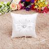 4 Colors Wedding Ring Bearer Holder Pillow Cushion With Bowknot Stain Double Hearts Diamonds
