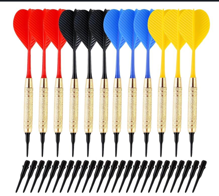 Colored 18g Soft Tip Darts with 100 Tips - 12-Piece Set, 243g Total Weight