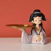 Girl Figure Statue with Storage Tray Jewelry Desk Organizer Ornament