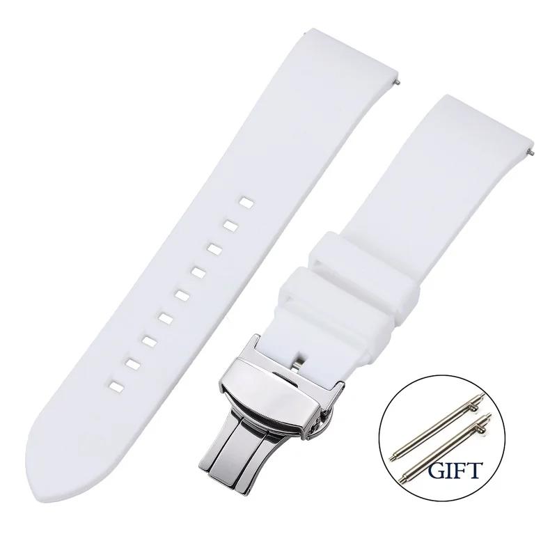 Quick Relase Silicone Rubber Watch Strap 18mm 19mm 20mm 22mm 24mm Sports Watchband Butterfly Clasp Watch Strap Black Brown Red