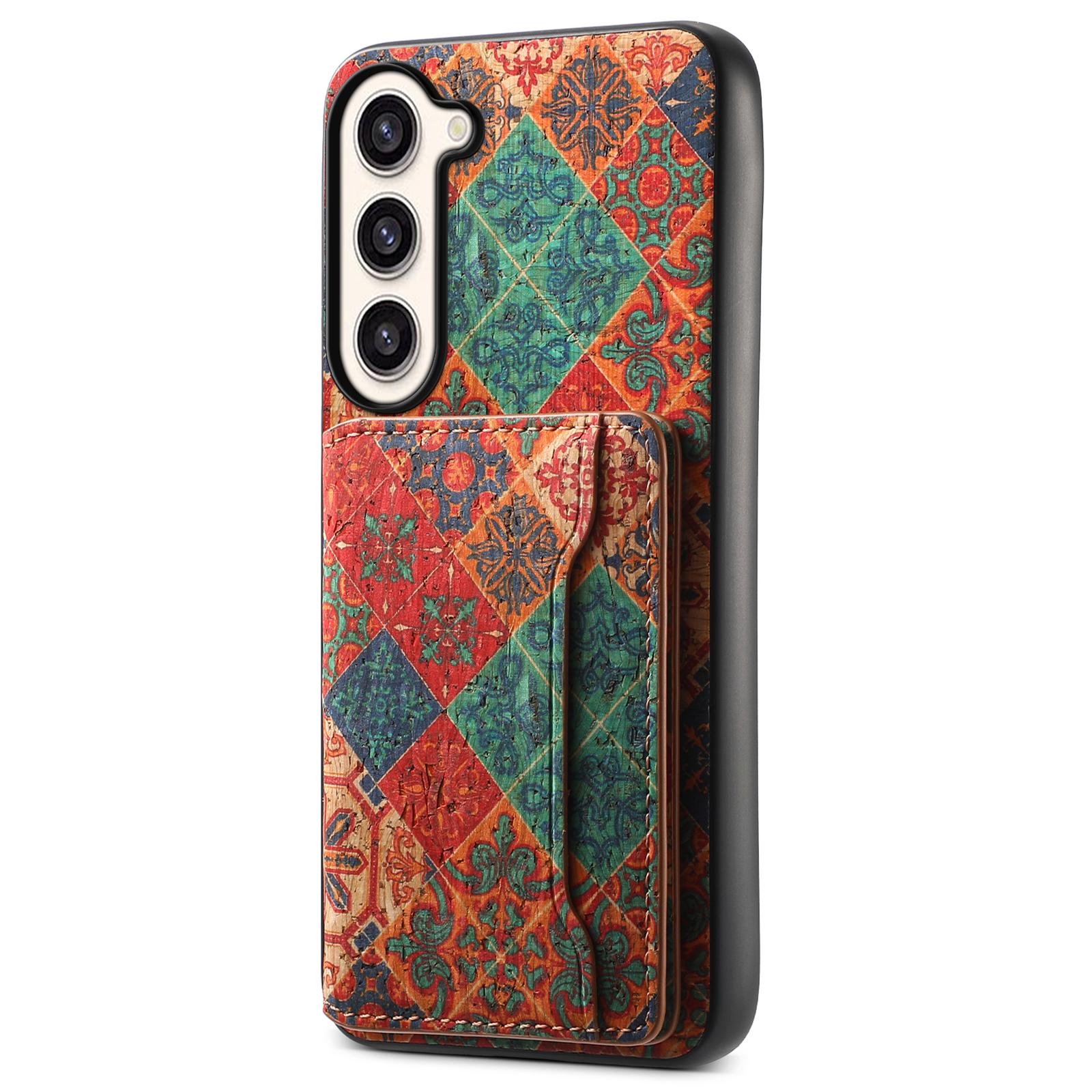 

For Samsung Galaxy S23+ Case Floral Pattern Card Slot Kickstand Hybrid Phone Shell Winter/Blue