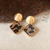 Silver Needle Autumn and Winter Retro Love Fan-shaped Leopard Print Earrings Light Luxury High-end Stud Earrings Niche Maillard Earrings