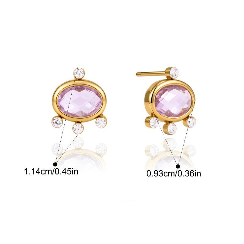 Geometric Zircon Glass Stud Earring For Women Gold Pvd Plated Stainless Steel Waterproof Earring Fashion Jewelry