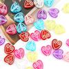 60Pcs Acrylic Embossed Printing Love Beads For DIY Necklace Bracelet Earrings Jewelry Making Craft Accessories