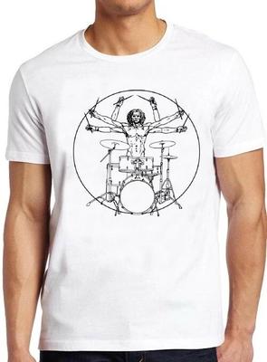 Drums Da Vinci Drums Set Vitruvian Vintage Retro Cool Tee T Shirt M46