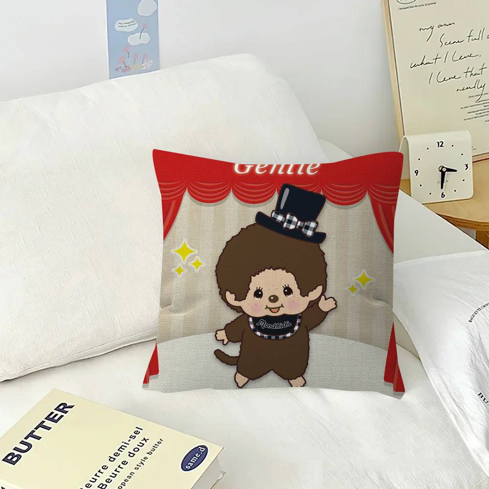 Cute MMonchhichi Pillowcase toon Gift Cushion Cover Bedroom Home Sofa Chair Seat Decor pillow case