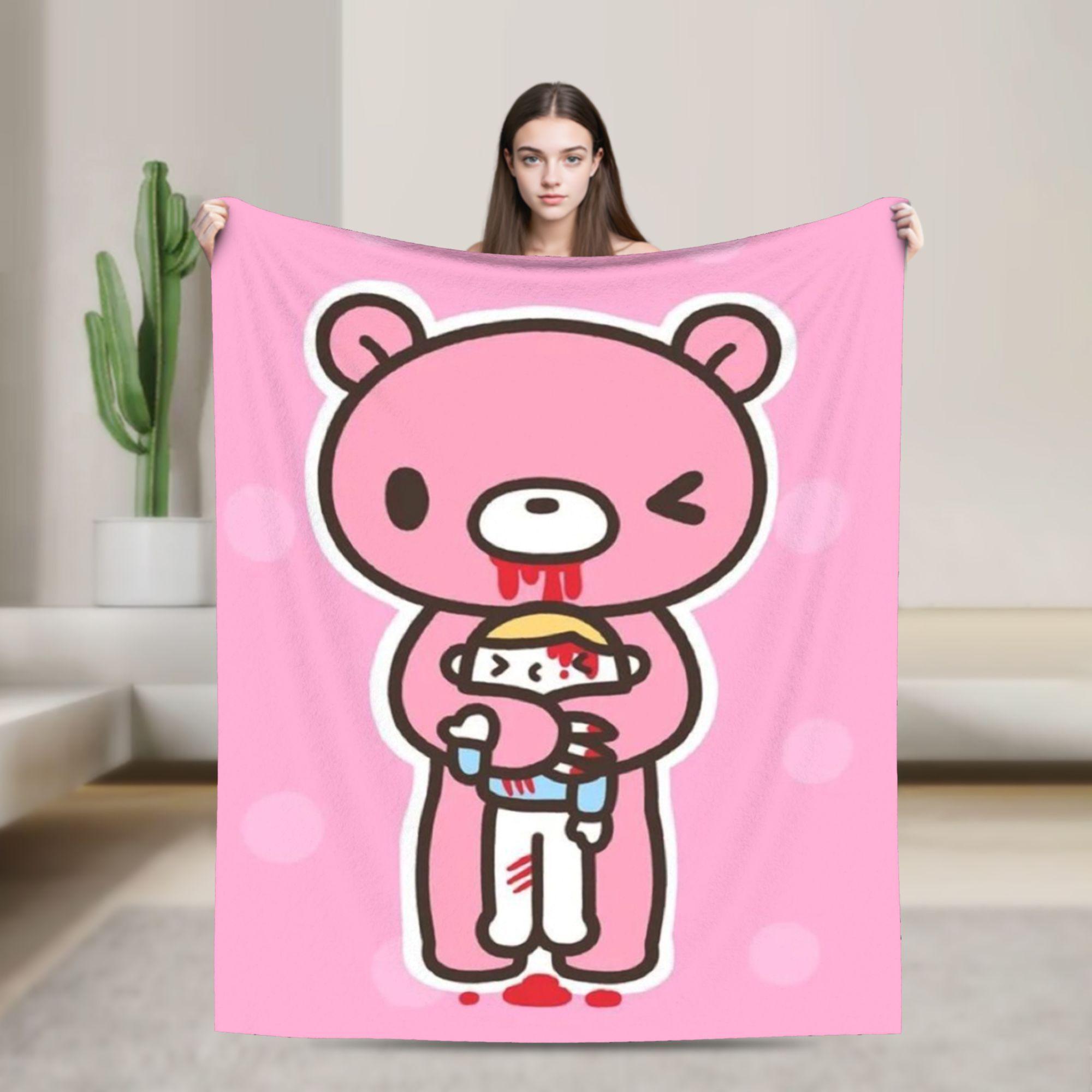 Gloomy Bear Flannel Blanket Winter  Warm Soft Throw Blanket for Kids Bedroom Fashion Bedspread Sofa Bed Cover 75x90cm