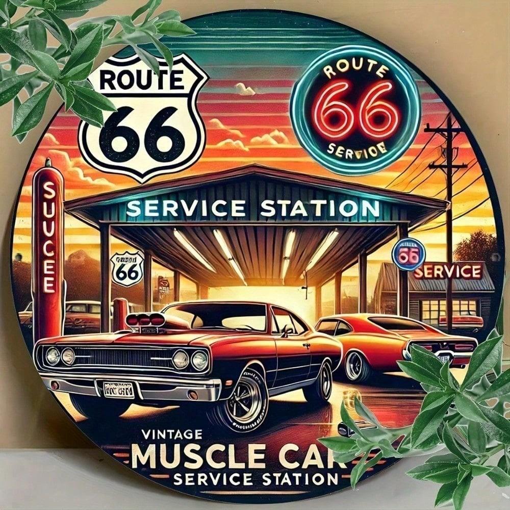 

Vintage Route 66 Metal Sign Retro Garage Wall Decor 8x12 Inch Classic Car Tin Man Cave Bar різнокольоровий