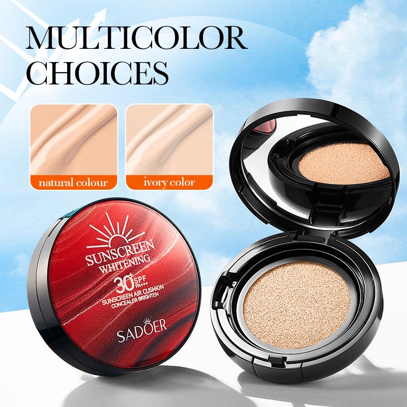 Blegende Solcreme Air Cushion SADOER Isolering UV Beskyttelse Solcreme BB Creme