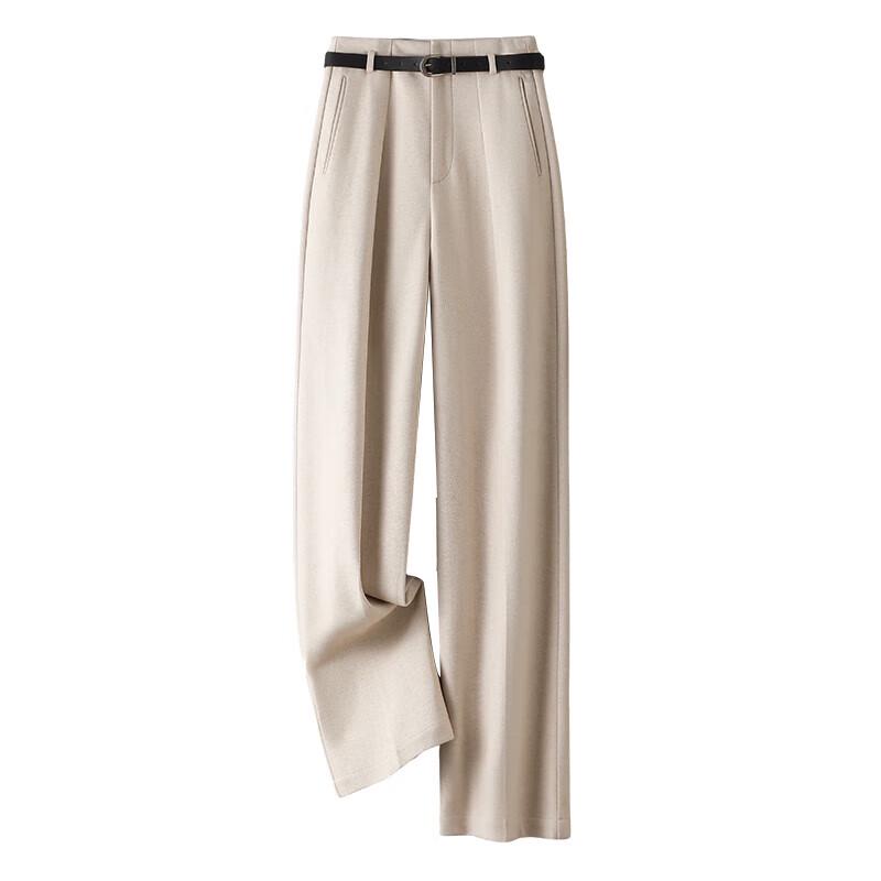 IHIMI Women's Loose Wide-Leg Brushed Trousers with Belt