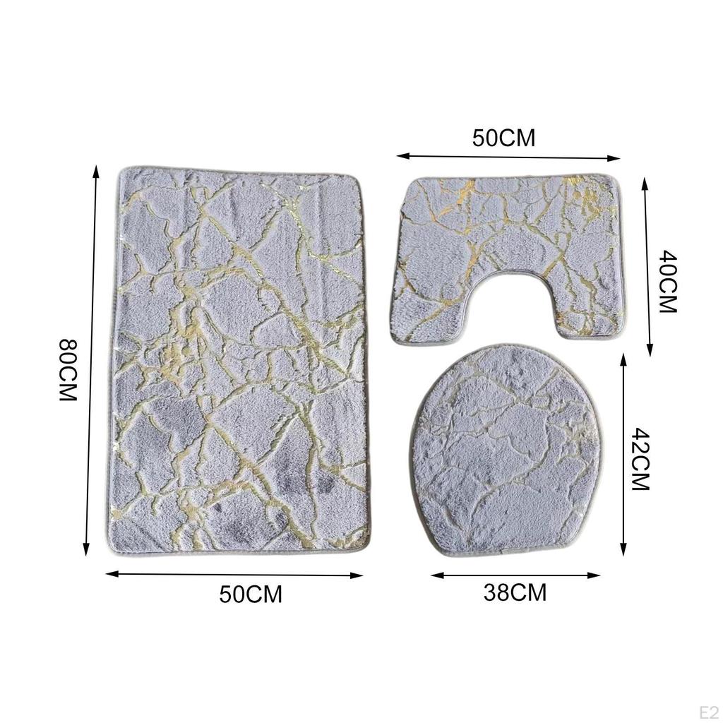 3 Pack Toilet Seat Cushion Sets Decorations Non-slip Breathable Water-absorbent Washable Bath Mat