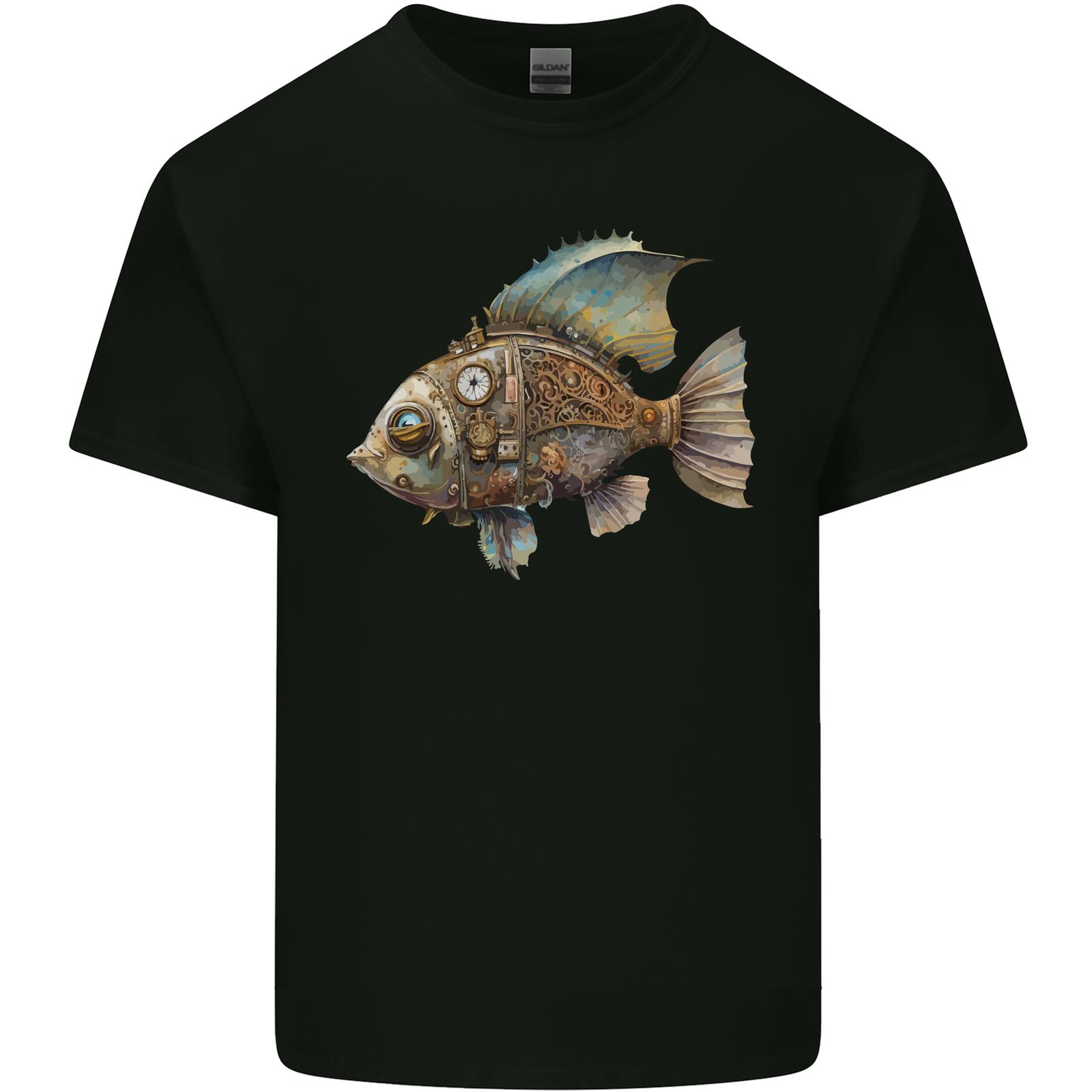 Steampunk fish 1 cotton men s t-shirt- XXL