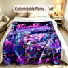 Neon Theme Custom Blanket Personalized Name & Text Customized Soft Warm Throw Blanket Home Decor