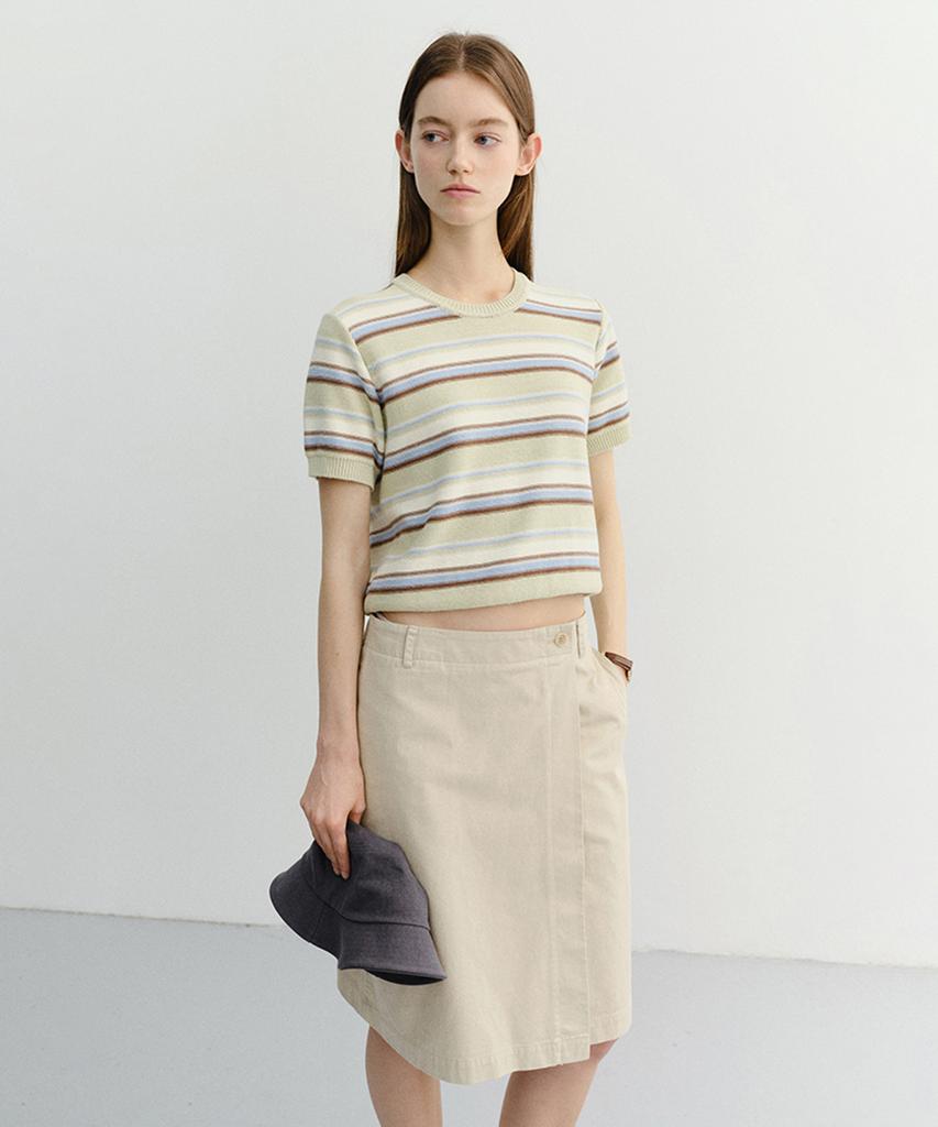 Deonseuteu Unisex Striped Crewneck Knit_Udsw6B129_Mint / Cream