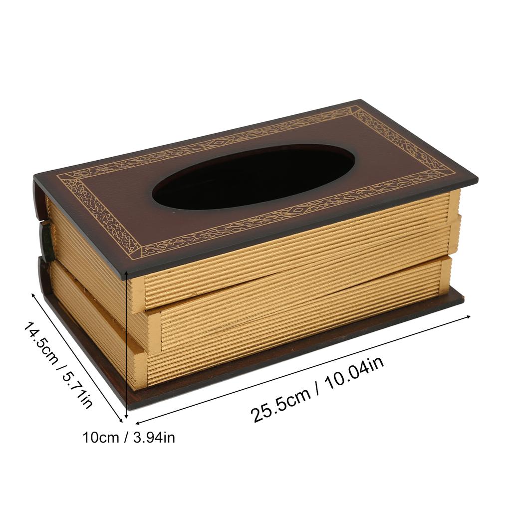 Book Shaped Wooden Tissue Box Decorative Vintage Napkin Storage Box for Massage Shop Red