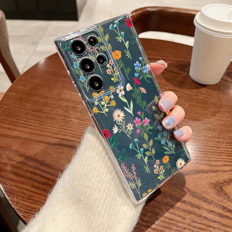 Little Flower Pattern Phone Case For Samsung Galaxy S26 S25 S24 S23 Ultra S22 Plus S24 S21 FE S25 Edge Clear Silicone Soft Cover