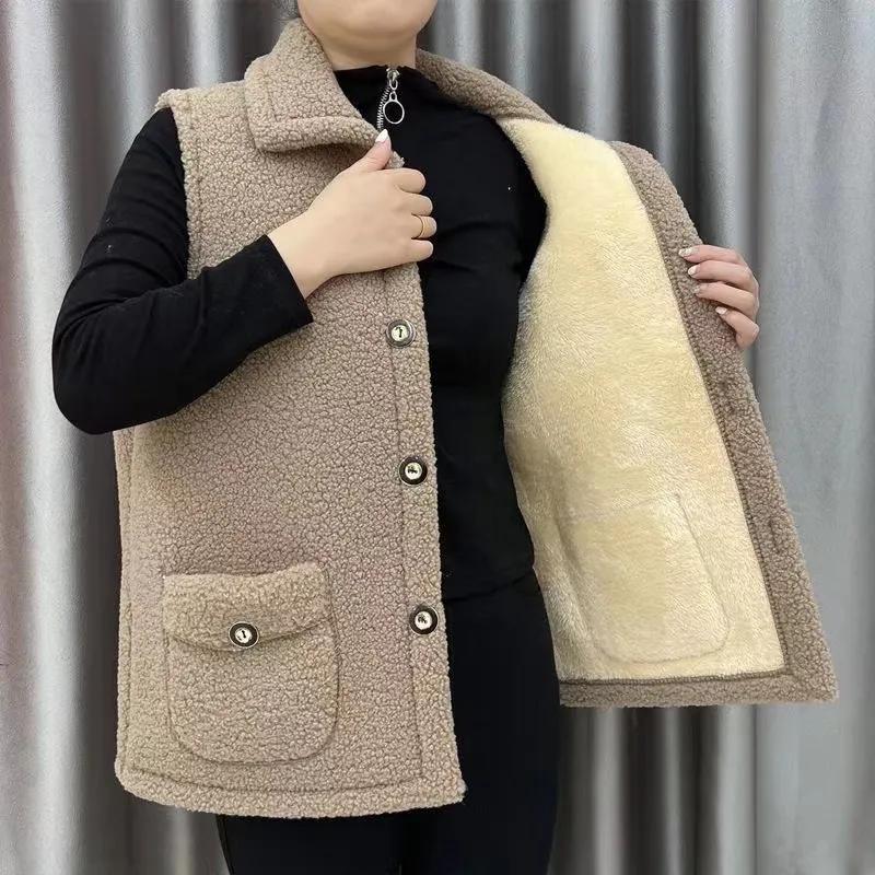 Autumn and Winter Waistcoat Women's Warm Plus Velvet Thickened Waistcoat Polar Fleece Waistcoat Sleeveless Jacket Women