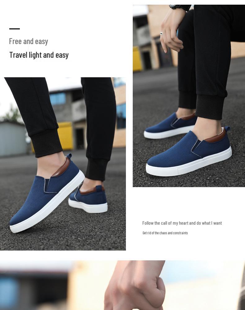2024 Plus Size Men's Korean Slip-On Canvas Shoes - Old Beijing Style