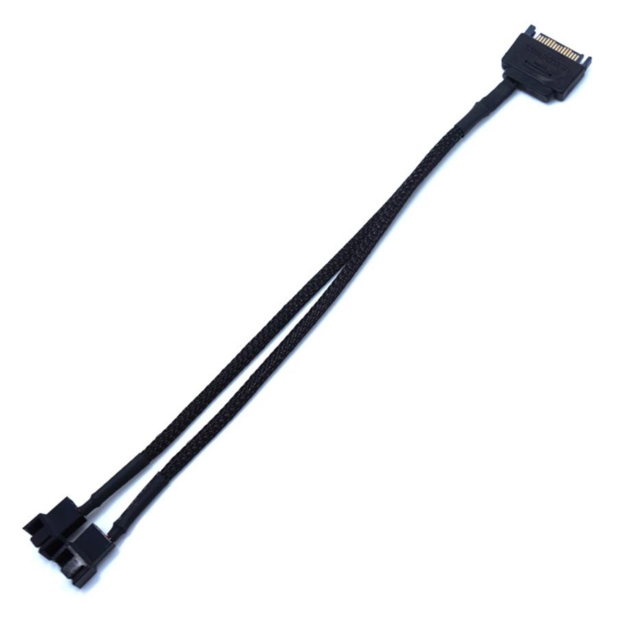 

5Pcs 15-Pin Male SATA to Dual Fan 12V Sleeved Power Adapter Cable