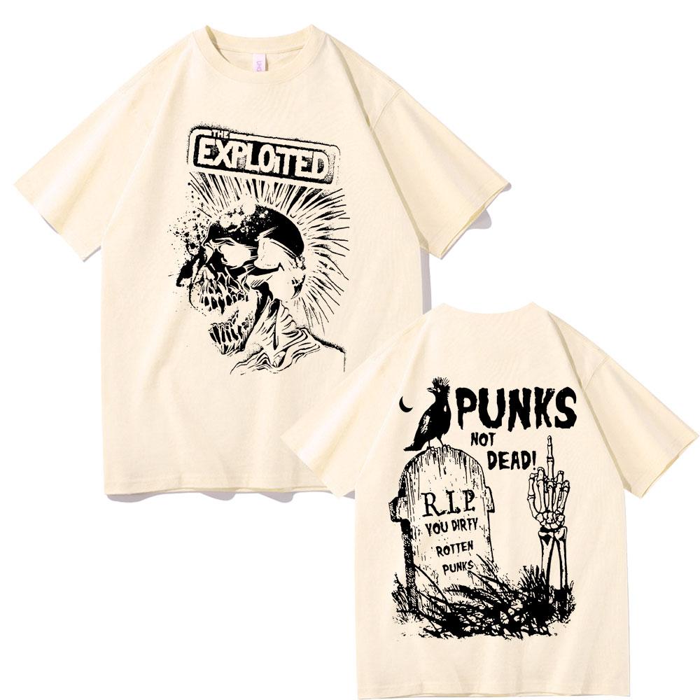 Heißer Verkauf Rockband The Exploited Grafik T-Shirt Punks Not Dead Print T-Shirts Männer Frauen Hip Hop Gothic Punk Übergroße T-Shirts