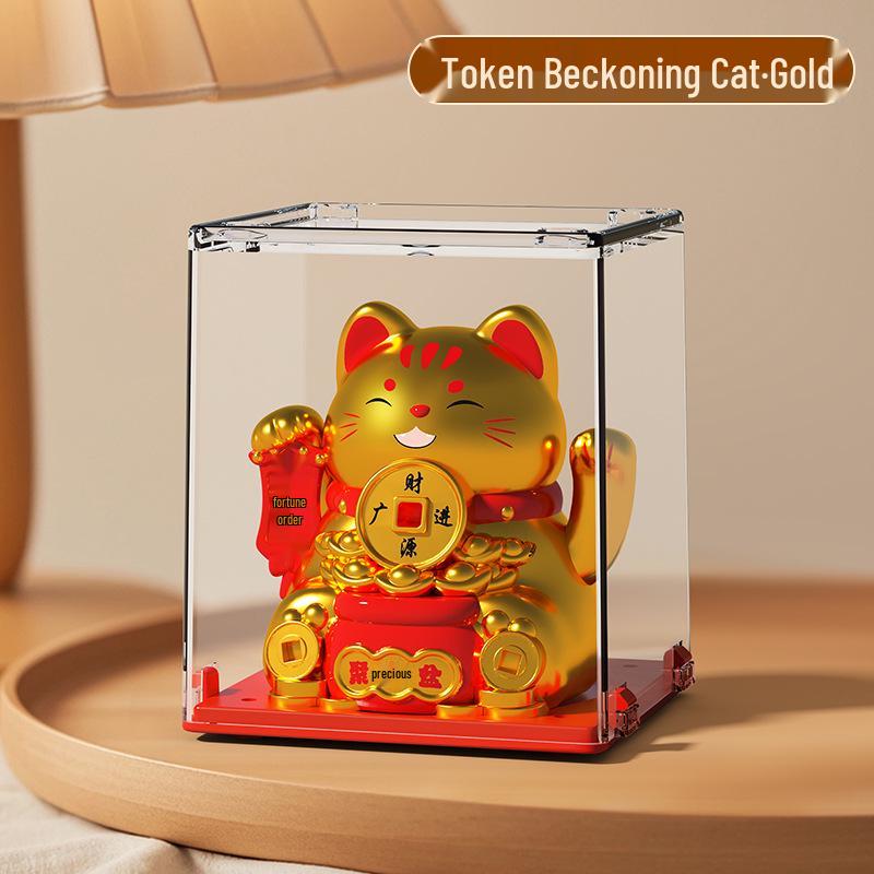 Solar Mini Waving Cat Model - Automatic Shaking Hand Ornament for Office, Desk, Car, or Gift