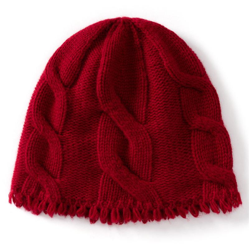 Autumn and Winter New Heavy Thickened Twisted Dome Men's and Women's Cashmere Fringed Hat