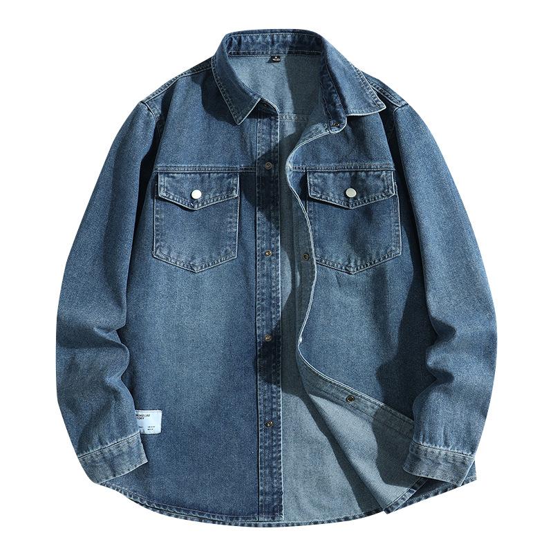 Cozy Up Men's Long Sleeve Double Pocket Snap Denim Shirt