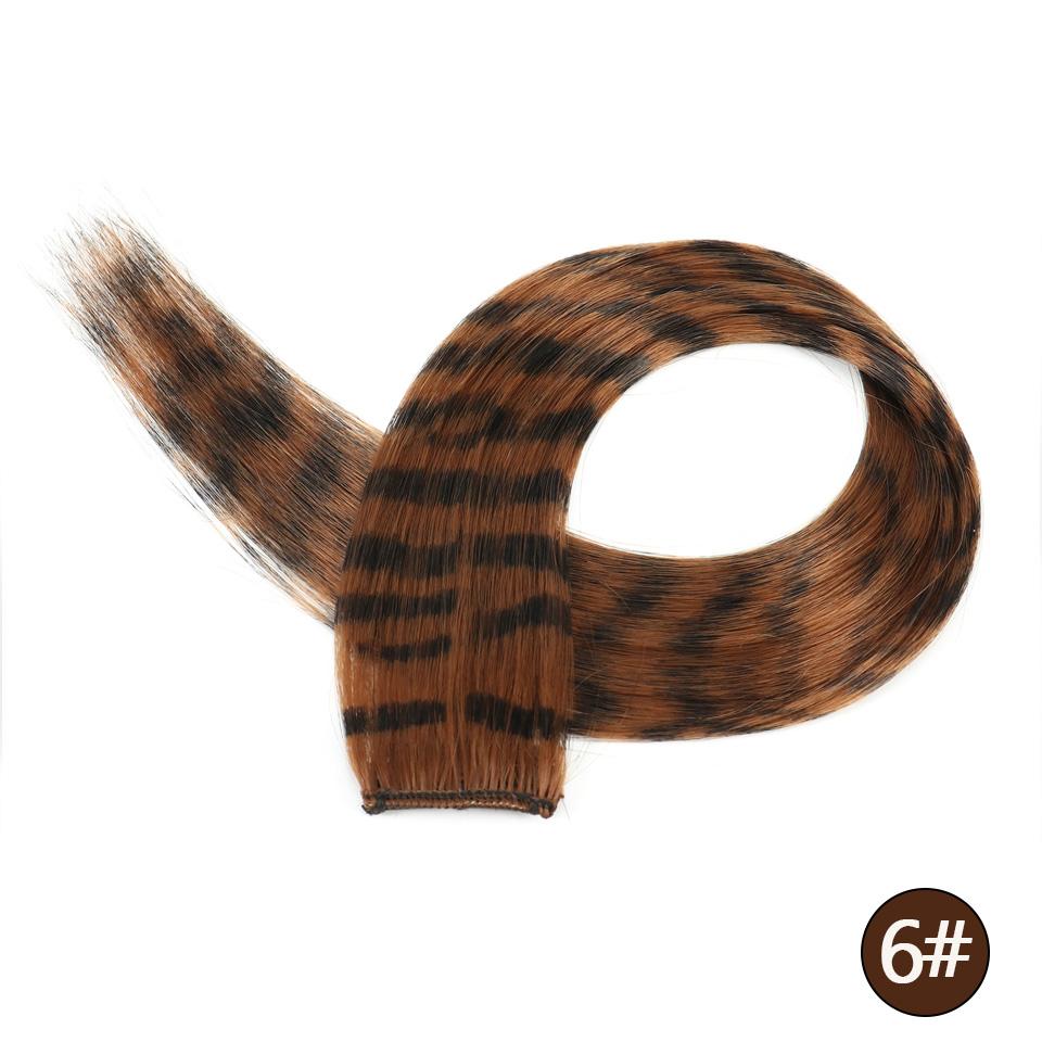 Feather Hair Extensions Farget syntetisk klips i håret Feather Colorful False Hair Extension Blandet farge rett hår for kvinner