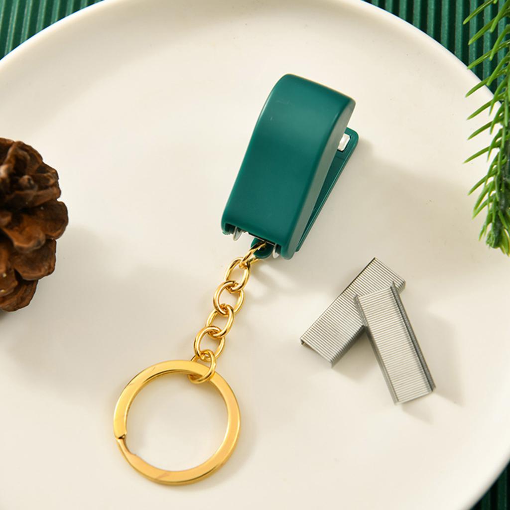 Stapler Multipurpose Cute Cartoon 10 Sheets Capacity Small Manual Table Stapler with Keychain for Christmas Present School