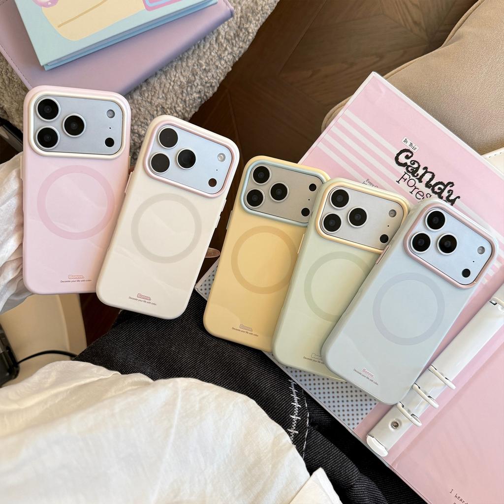 Niche Minimalist Magnetic Case Suitable for Apple 17 Pro Max, iPhone 16, Korean Style Ins Soft Case for 15, Macaron Color