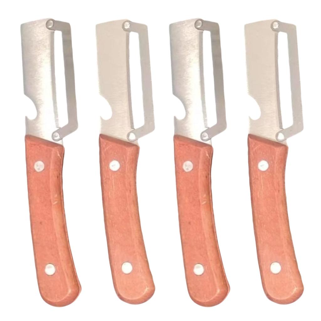 Set Multifunzione Pelapatate Verdure 4 Pezzi Lama in Acciaio Inossidabile Manico in Legno Affettatore e Strumento per Sbucciare Cipolle Gadget da Cucina Combo