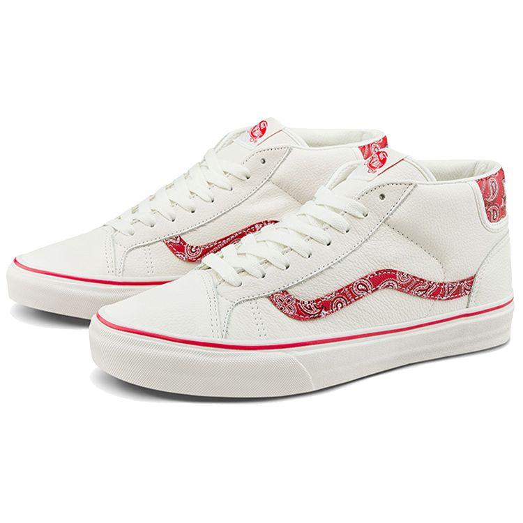 Vans Mid Skool 37 Sport Paisley - White Red Unisex Sneakers Red-Paisley VN0A3TKF915