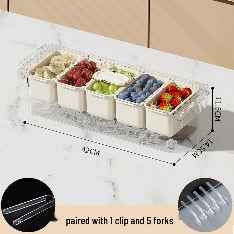 Portable Outdoor Picnic Fruit Preservation Box with Ice Compartments and Timer
