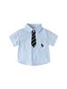 2026 Boys' Summer Short Sleeve Embroidered Shirt with Removable Tie