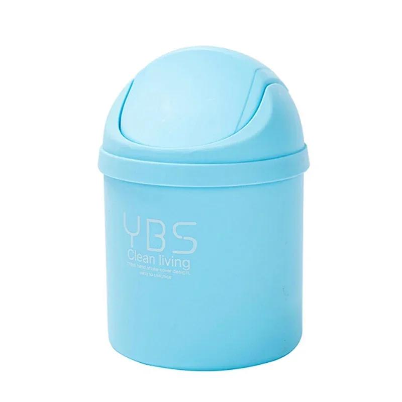 1 pz Mini Pattumiera da Scrivania in Plastica con Coperchio, Elegante Pattumiera da Bancone Cestino per Carta da Tavolo Rotondo Piccolo Rifiuti