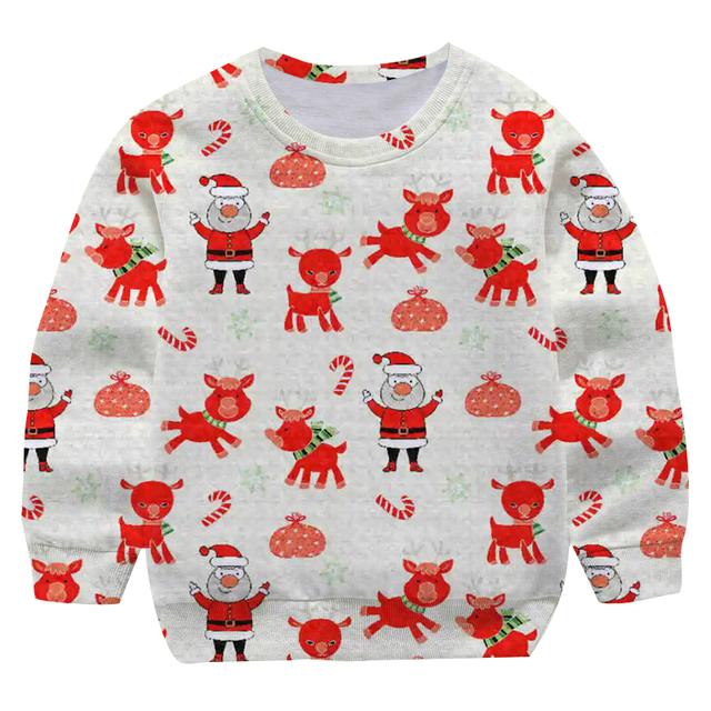 2025 Neues 4-14 Jahre Weihnachts-Hirsch-Sweatshirt für Mädchen und Jungen Große Größe Herbst Cartoon Schneemann Weihnachten Kinder Rundhals Weihnachts-Oberteile