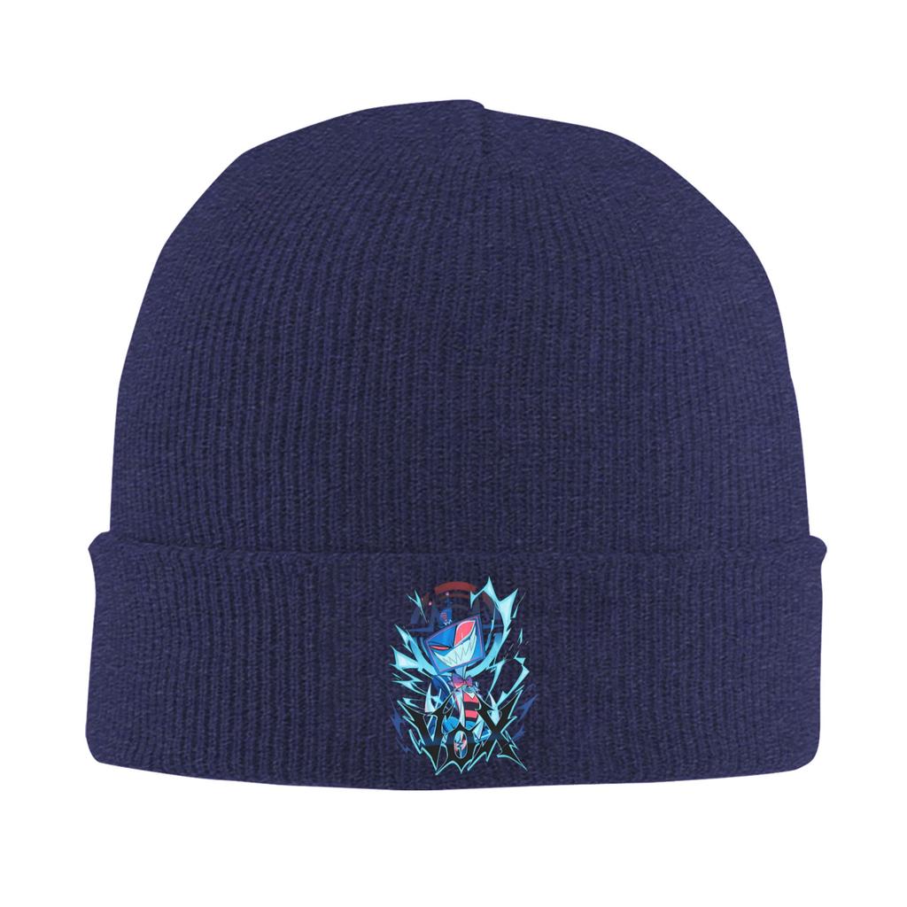Hazbins Hotels Vox Solo Metall Mützen Beanie Mützen für Erwachsene Niedliche Gymnastik Schädelmützen Beanies Herbst Winter Grafische Kopfbedeckungen Mützen