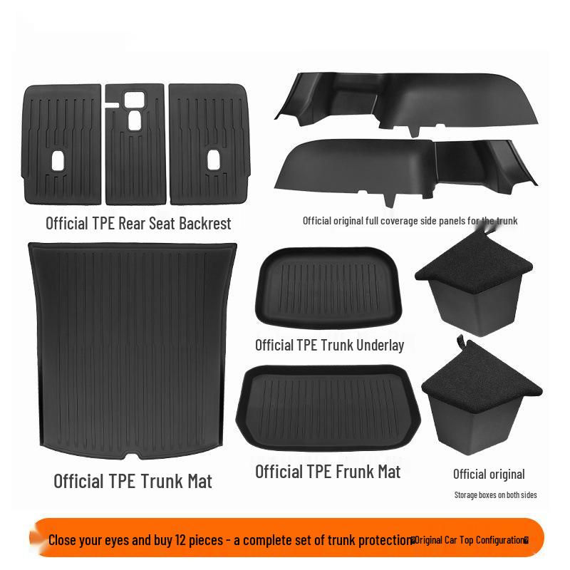 Tesla Model Y Suede Trunk Side Panels - Large Interior Modification Accessories