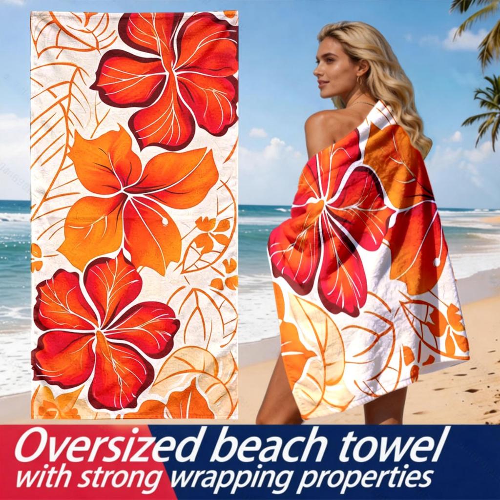 Large-flowered Hibiscus Theme polyester microfiber beach towel is highly absorbent, suitable for swimming and beach outings
