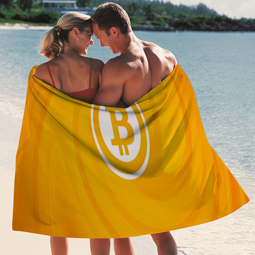 Creative Man White B-Bitcoin Towel Quick Drying Beach Towels Are Suitable For Swimming Pools Camping Yoga And The Gym