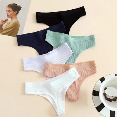 1 pieza/lote de bragas de algodón para mujer, ropa interior de cintura baja, bragas para niñas, ropa interior de color sólido sin costuras, tanga sexy para mujer, tanga con espalda en T