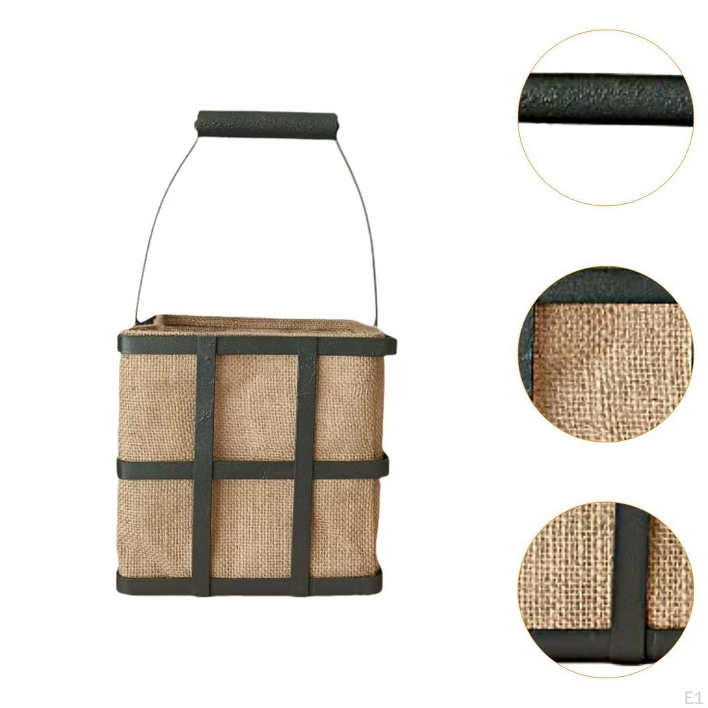 Flower Basket, Jute Storage Carry Handle Toiletries Holder, Picnic Easter Candy