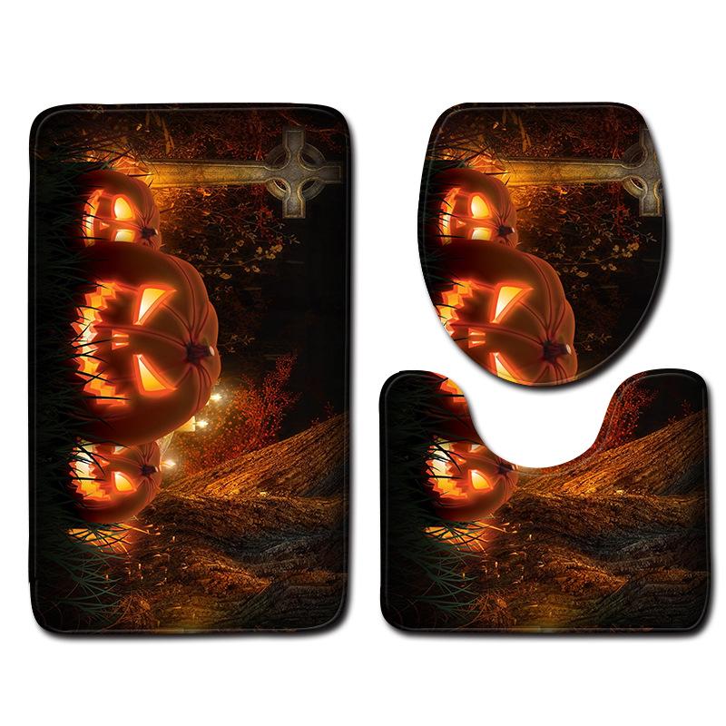 Halloween Bathroom Toilet Three-Piece Floor Mat Doormat Bathroom Carpet
